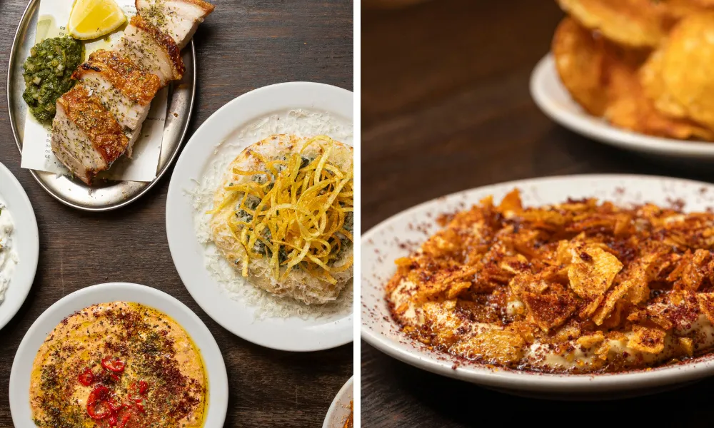 pork belly, spicy feta and other dishes at agora