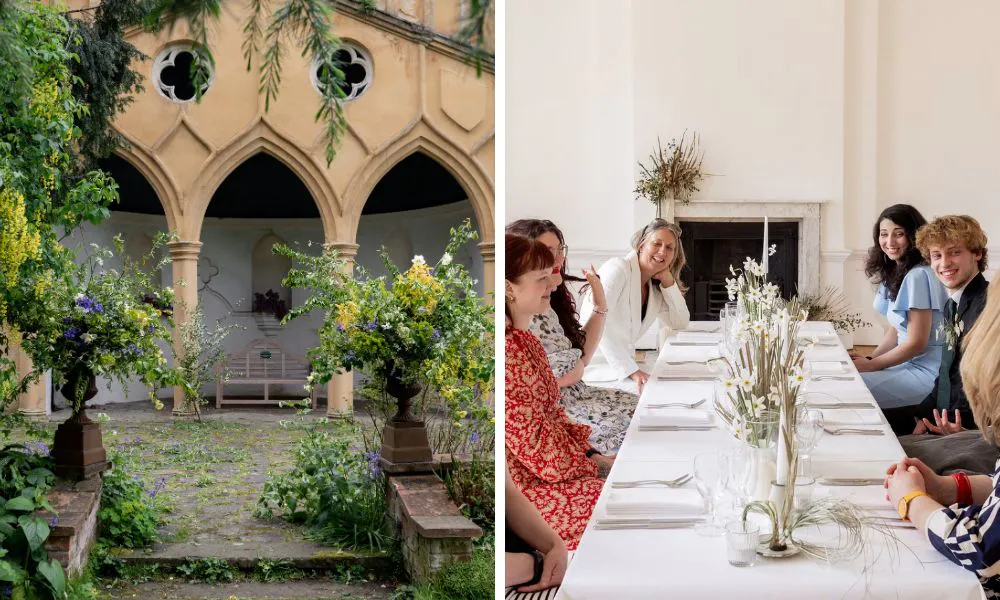 iydllic garden retreat, and a small wedding reception set up