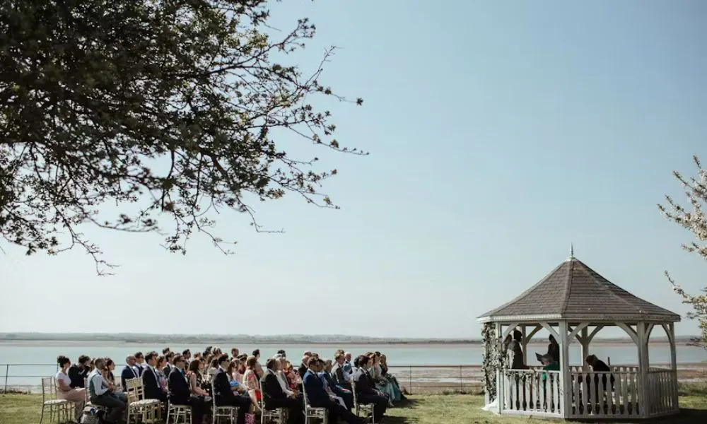 Outdoor ceremony by the shore on Osea Island