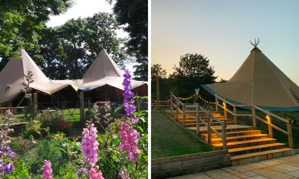 outdoor tipi and garden wedding venue