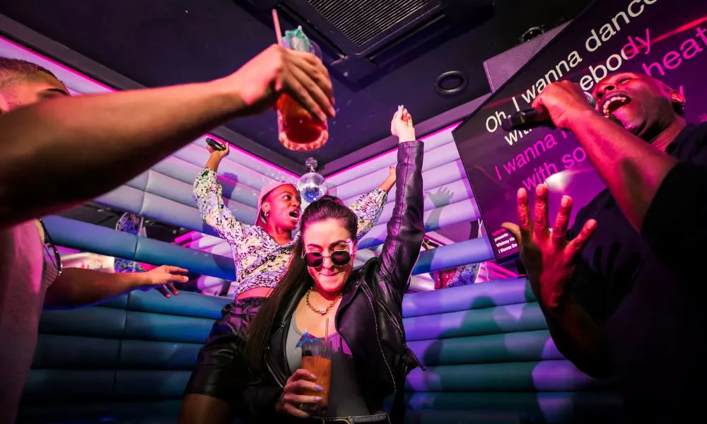 people singing karaoke