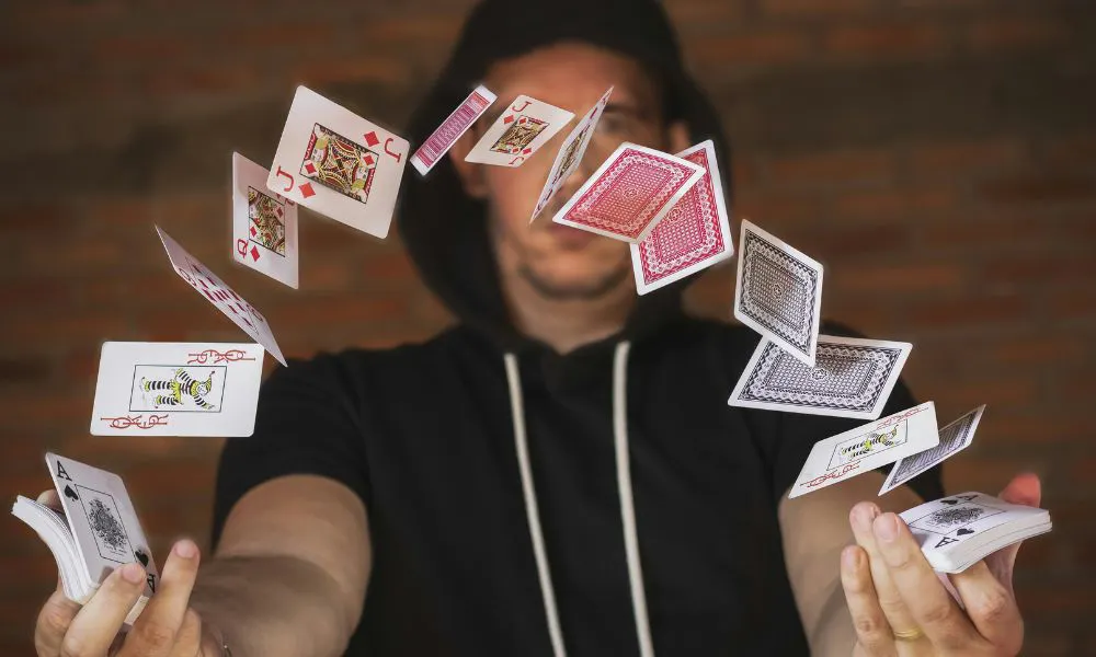Magician doing card trick