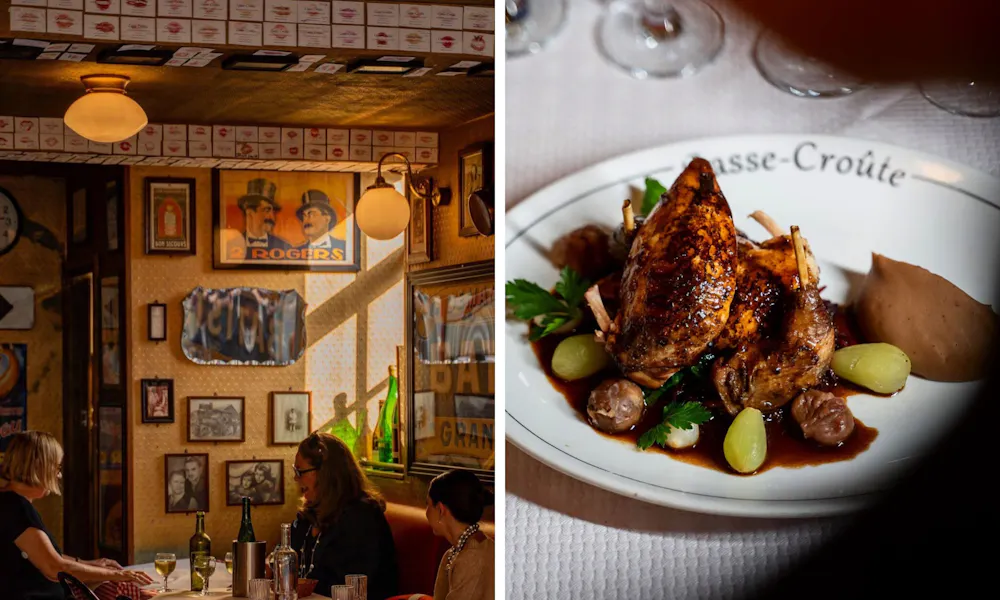 eclectic french dining room and plate with chicken