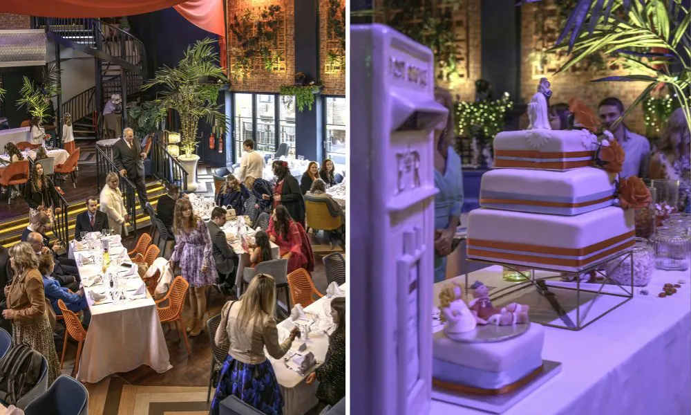 the loft interiors and wedding cake