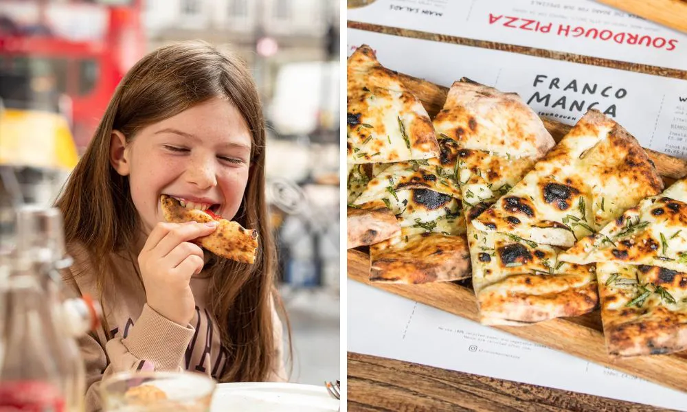 kid enjoying pizza at franco manca