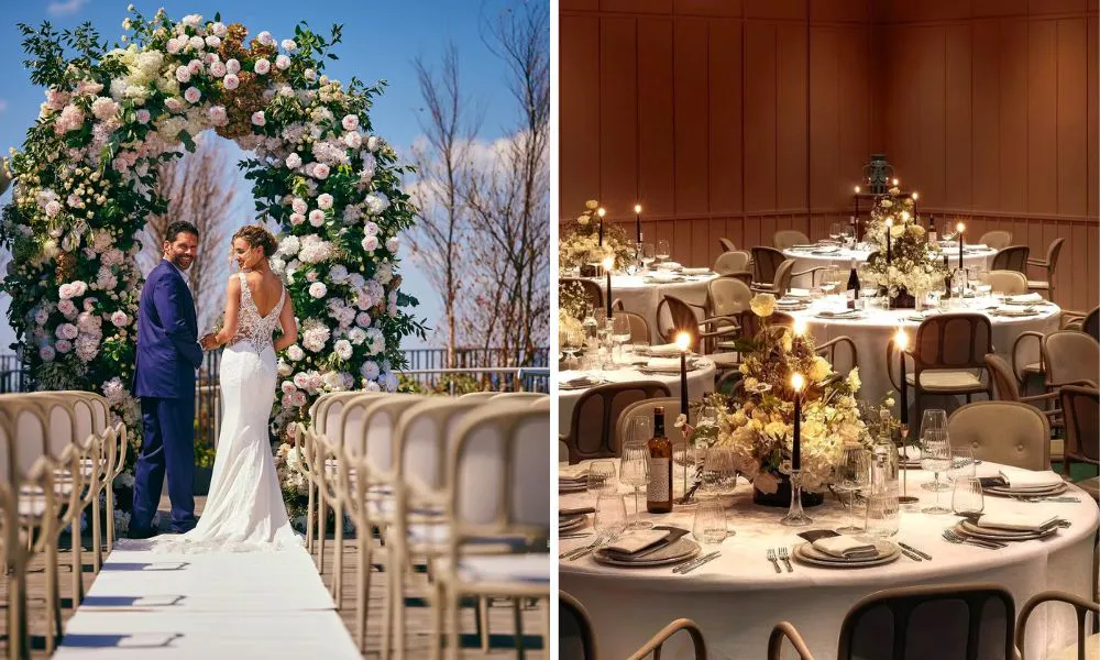 Couple getting married on rooftop