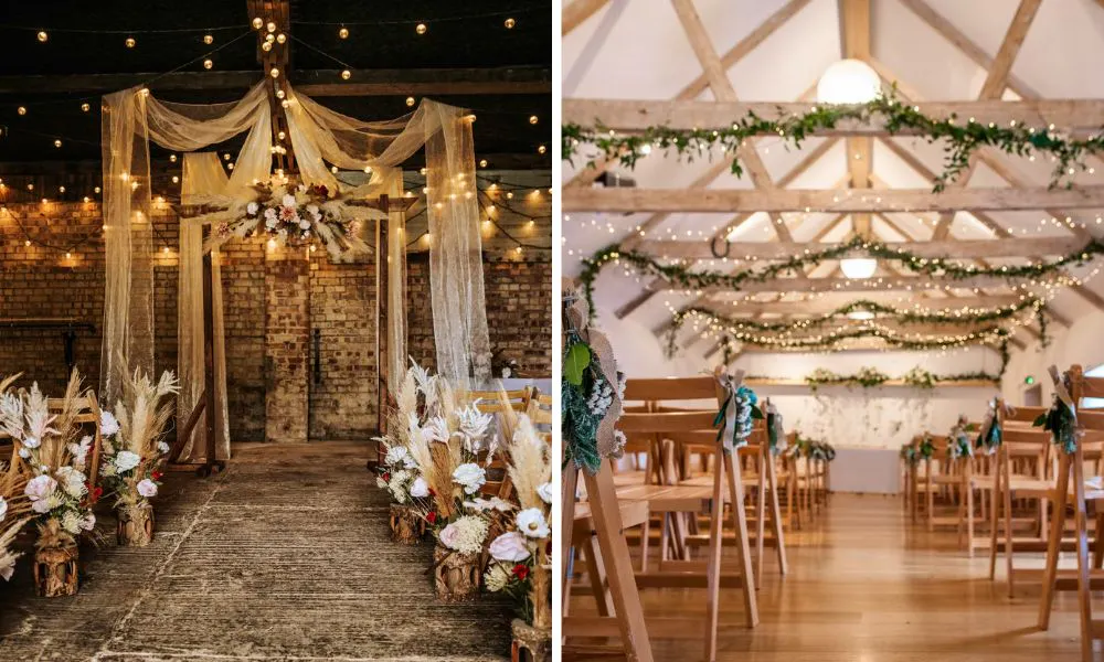 rustic wedding aisle flowers