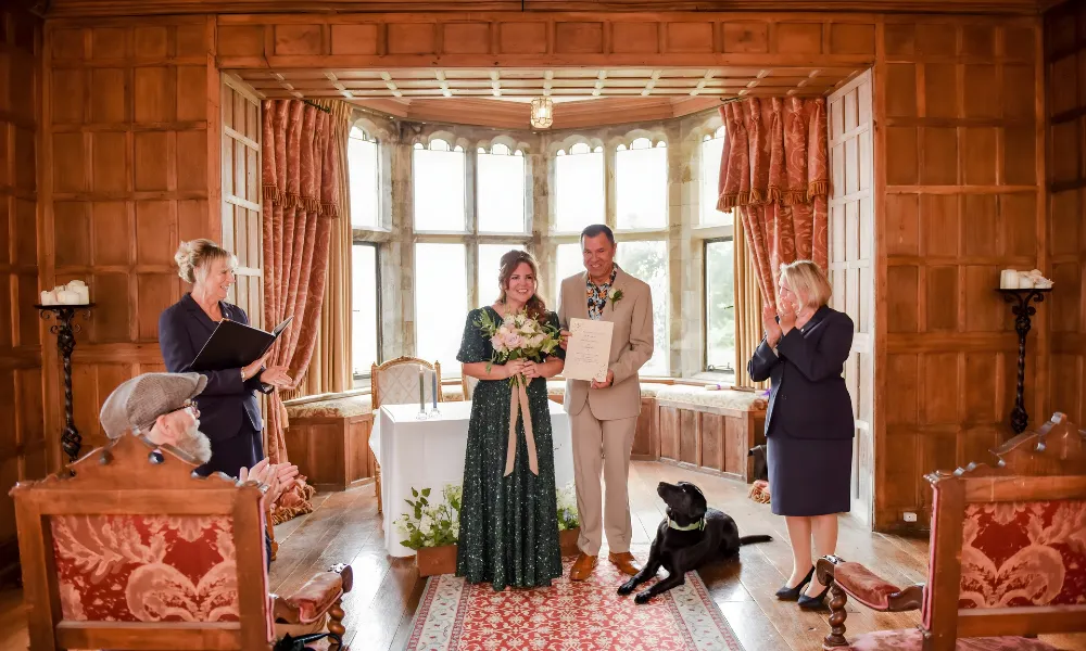 An officiant at ceremony in Lympne Castle.
