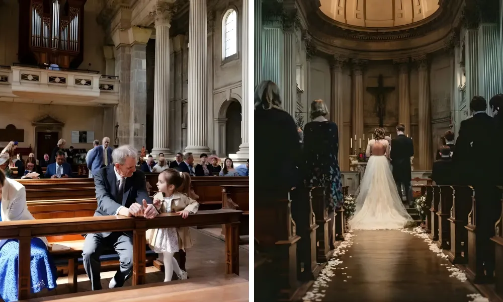 guests start to fill a grand ceremony venue