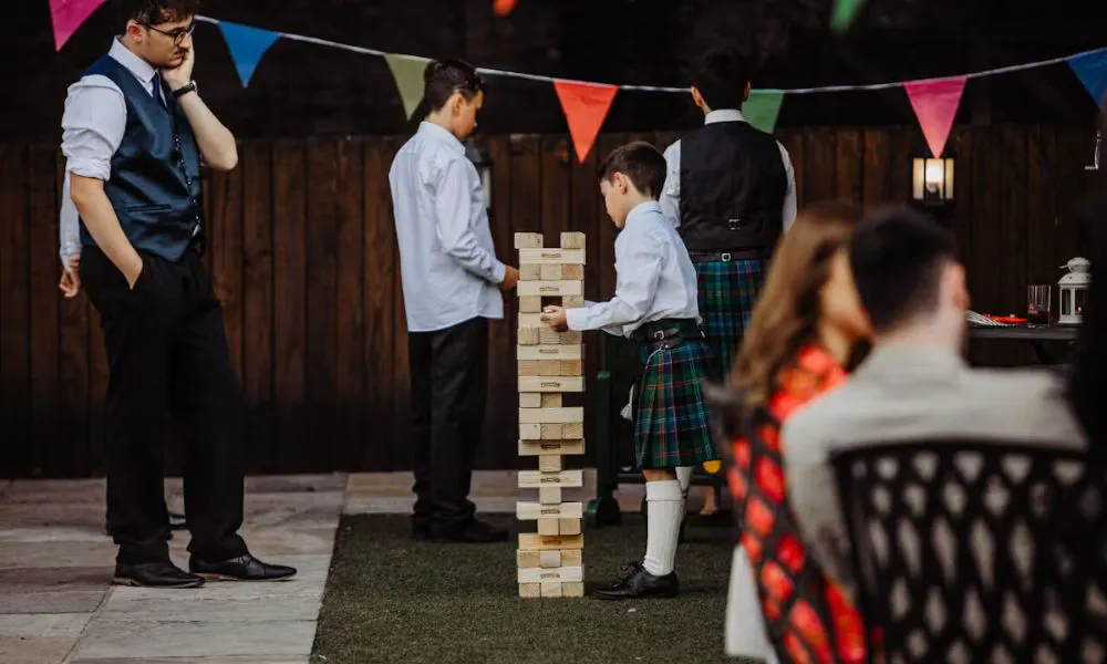 Page boys playing wedding games