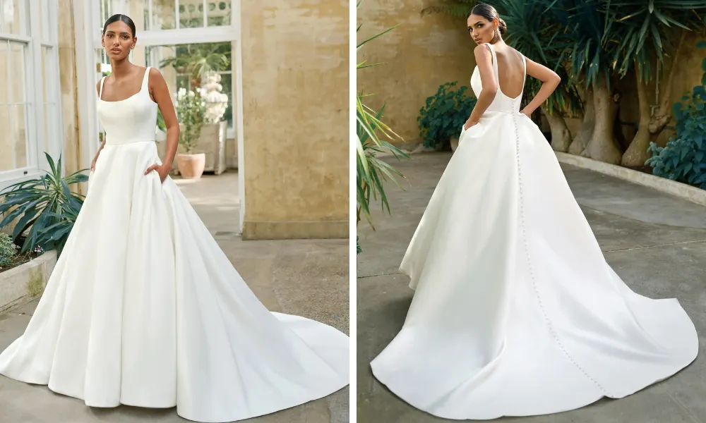 simple wedding dresses on a model