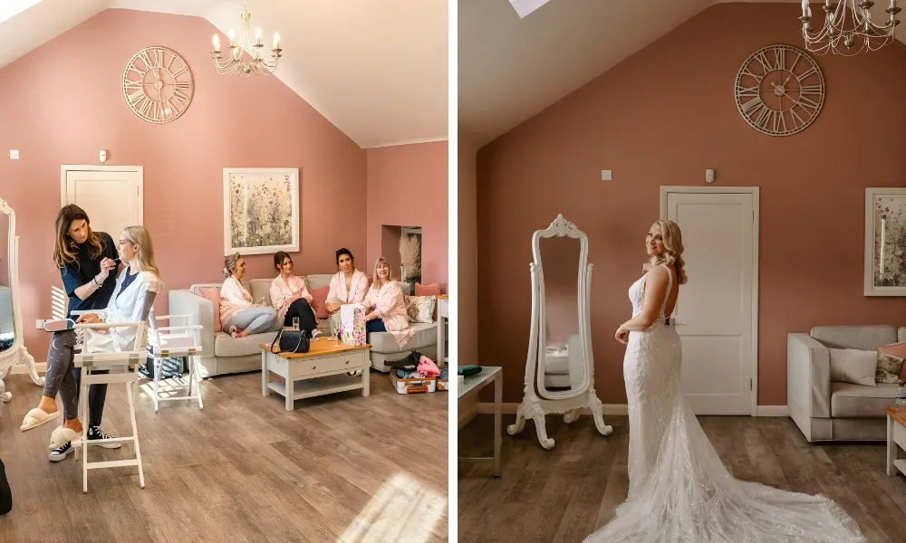 Bridal preparation room at Winters Barns