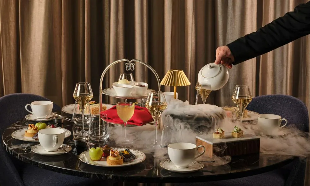 afternoon tea with wine cocktails and tea