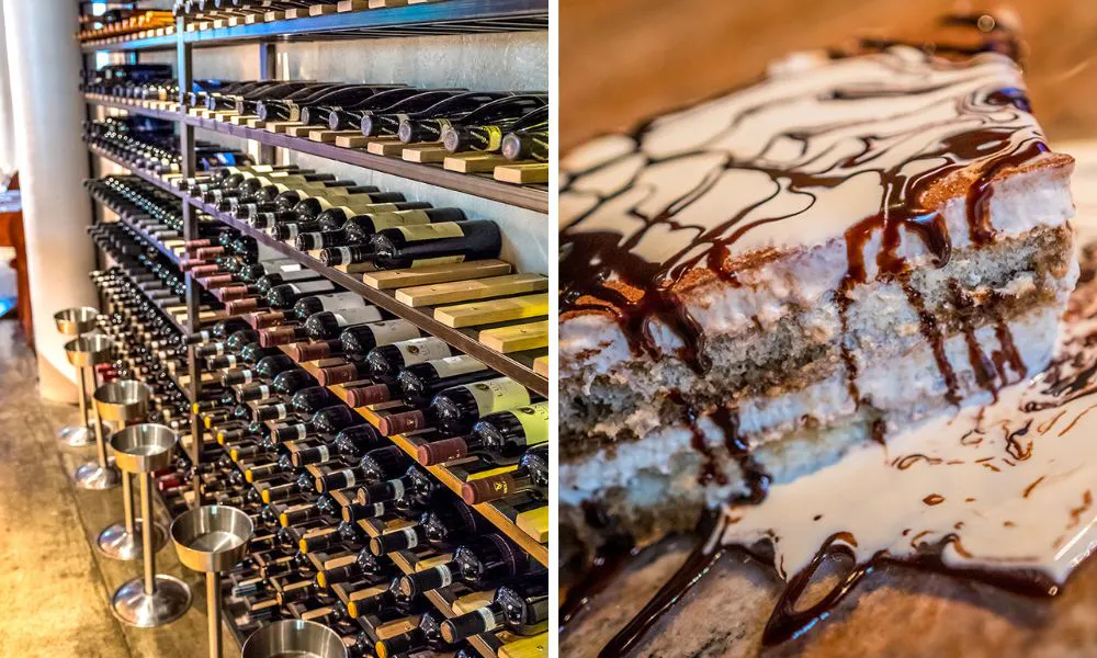 Wine cellar and tiramisu
