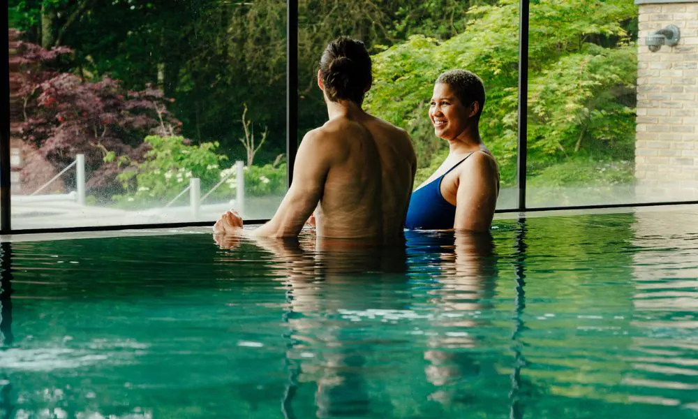 people swimming in a pool