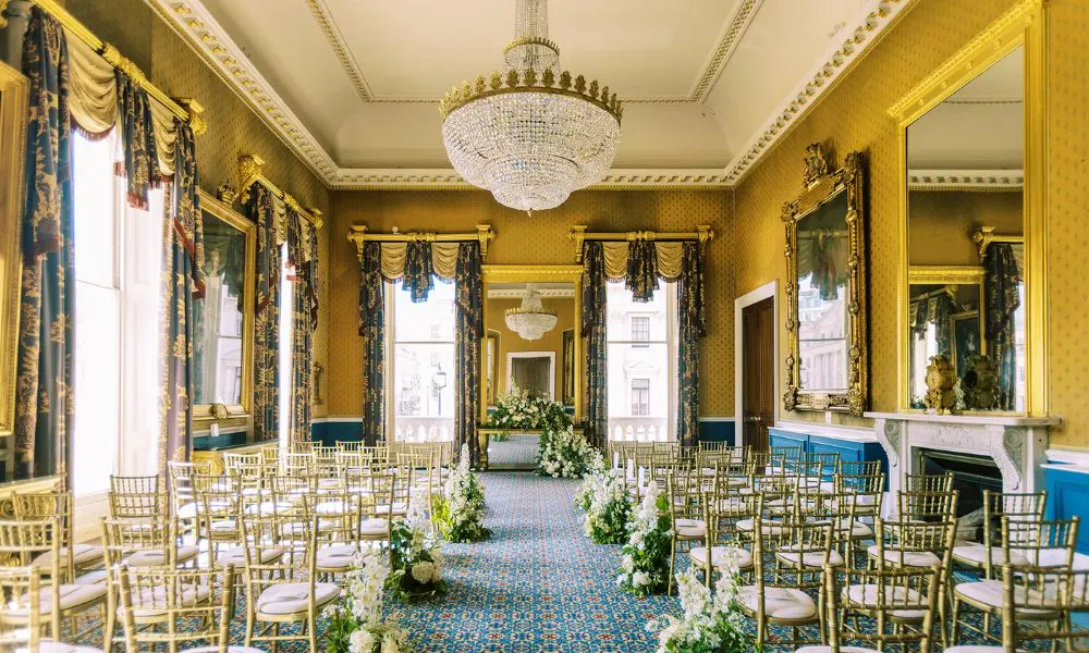 an intimate wedding ceremony setup at 116 Pall Mall