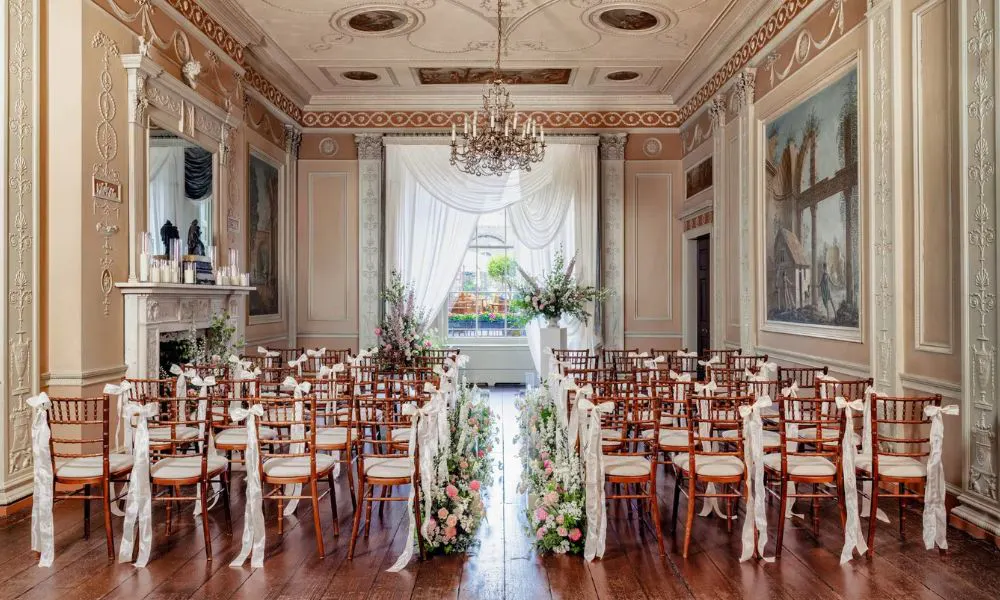 an elegant wedding ceremony set up 