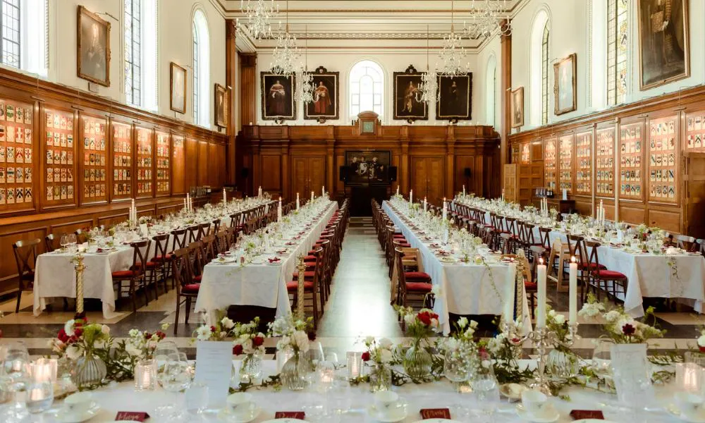 banquet-style wedding breakfast at Inner Temple Hall