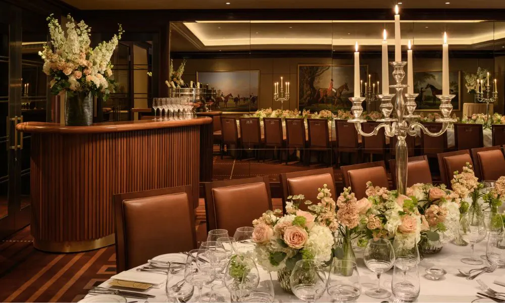 a wedding breakfast setup at The Beaumont