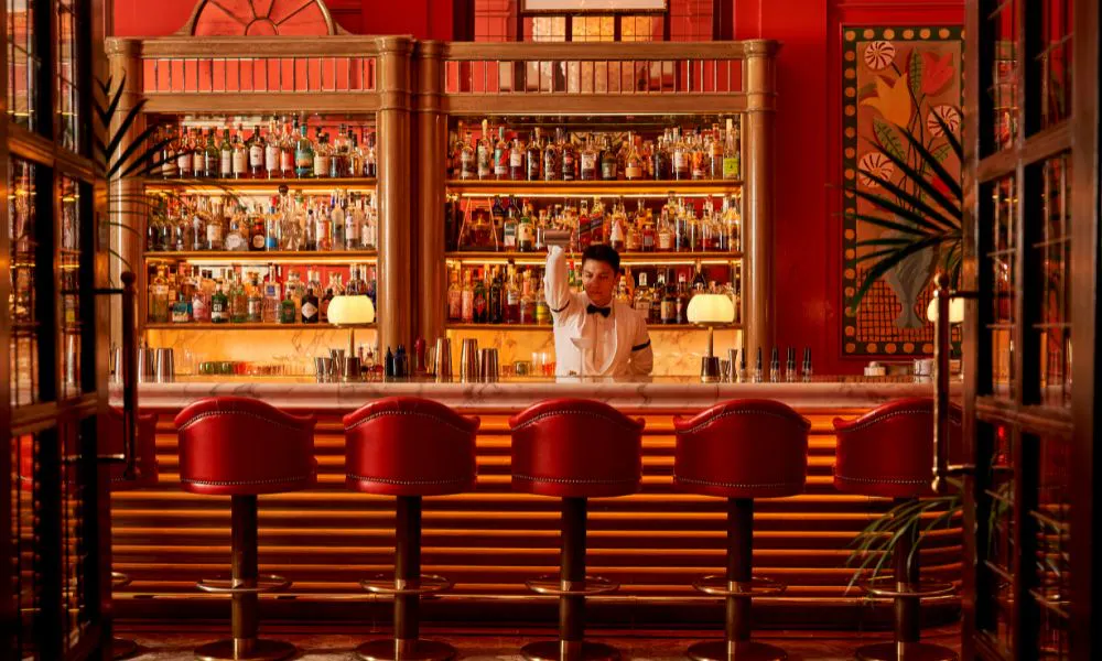striking coral bar interiors