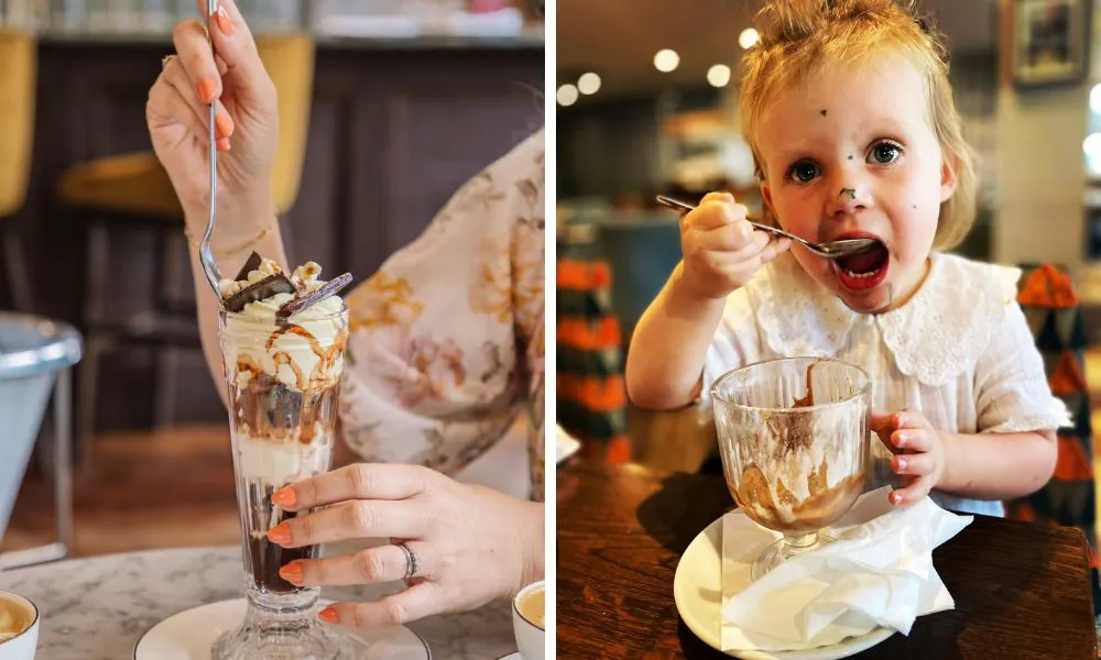 Child eating ice cream sundae