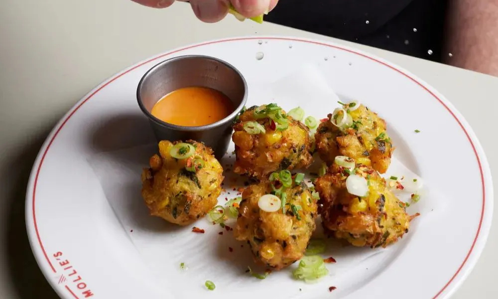 sweetcorn fritters from Mollie's Diner