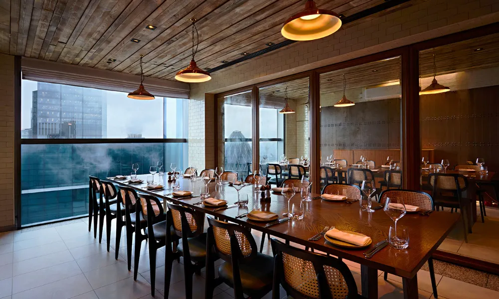 Private dining room with view of the gherkin