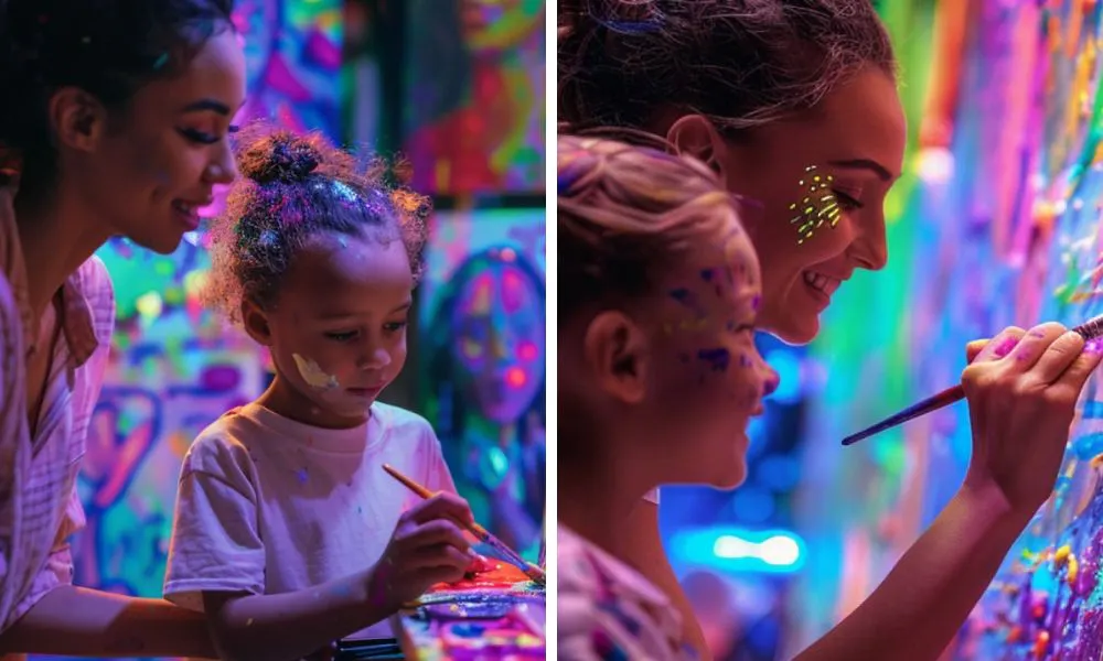children's neon paint and sip