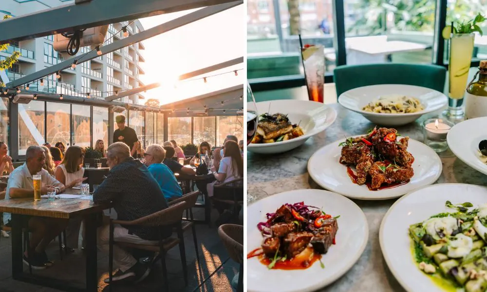Aqua's terrace and sharing dishes