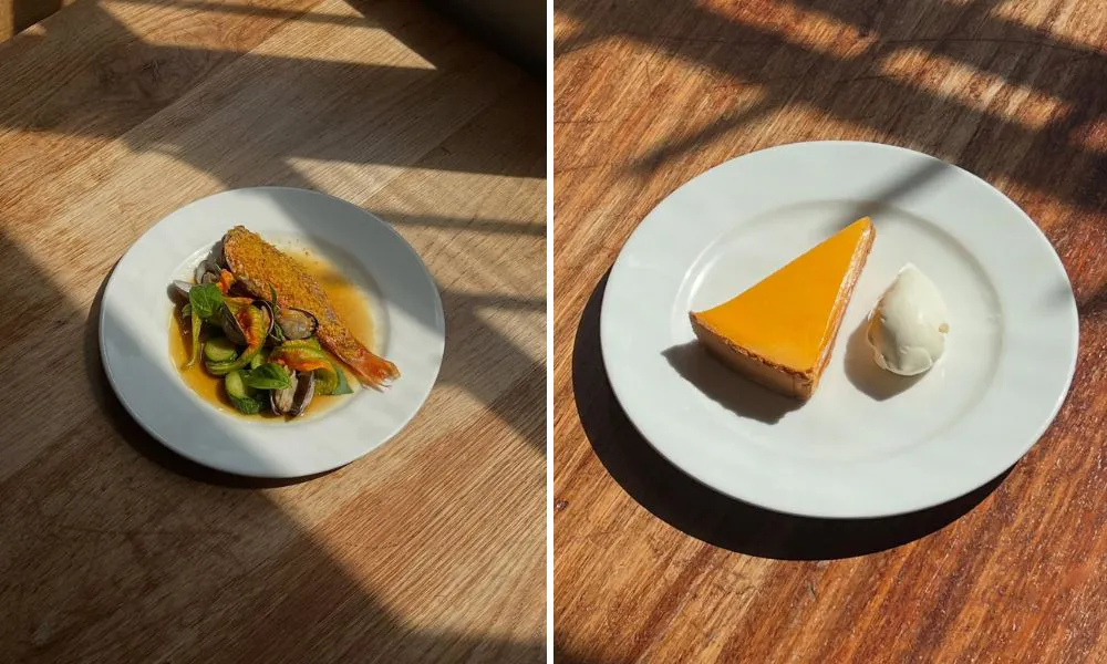 A main dish and tart dessert at Brawn