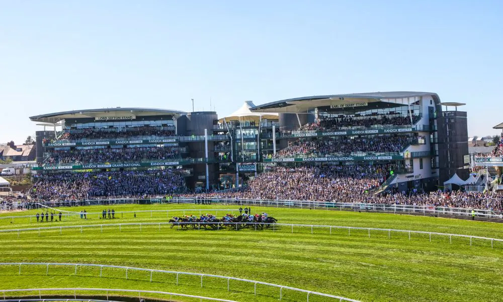 a horse race at aintree racecourse