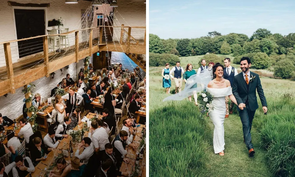 cornwall farm wedding with wedding breakfast