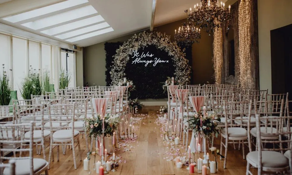 a wedding ceremony setup