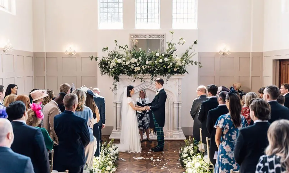 a bride and groom getting married