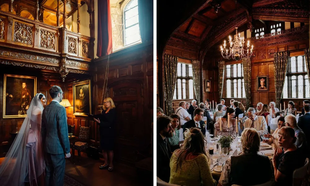 Autumn wedding ceremony at hever castle