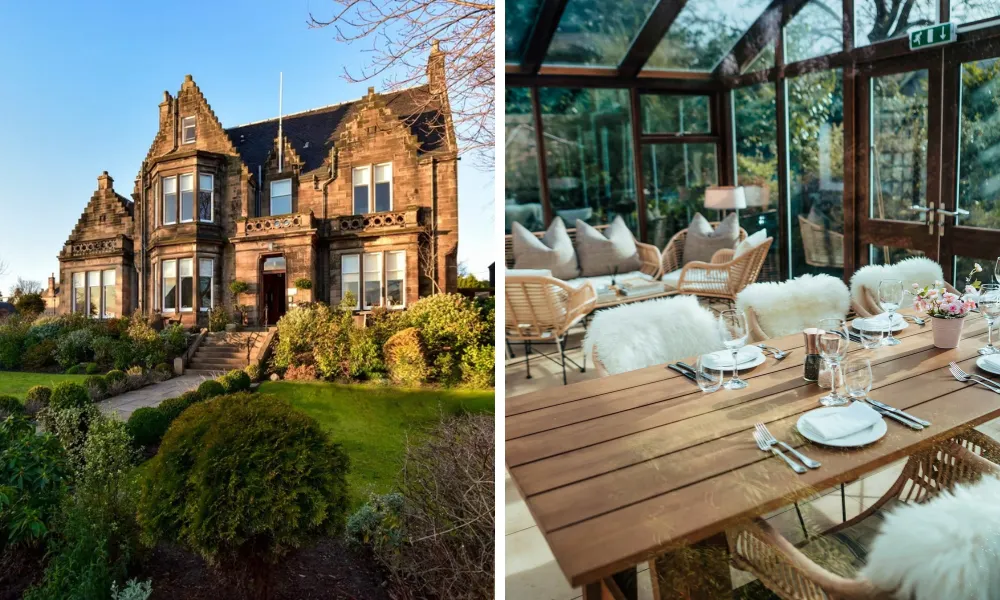 Autumn wedding venue with fur-lined chairs