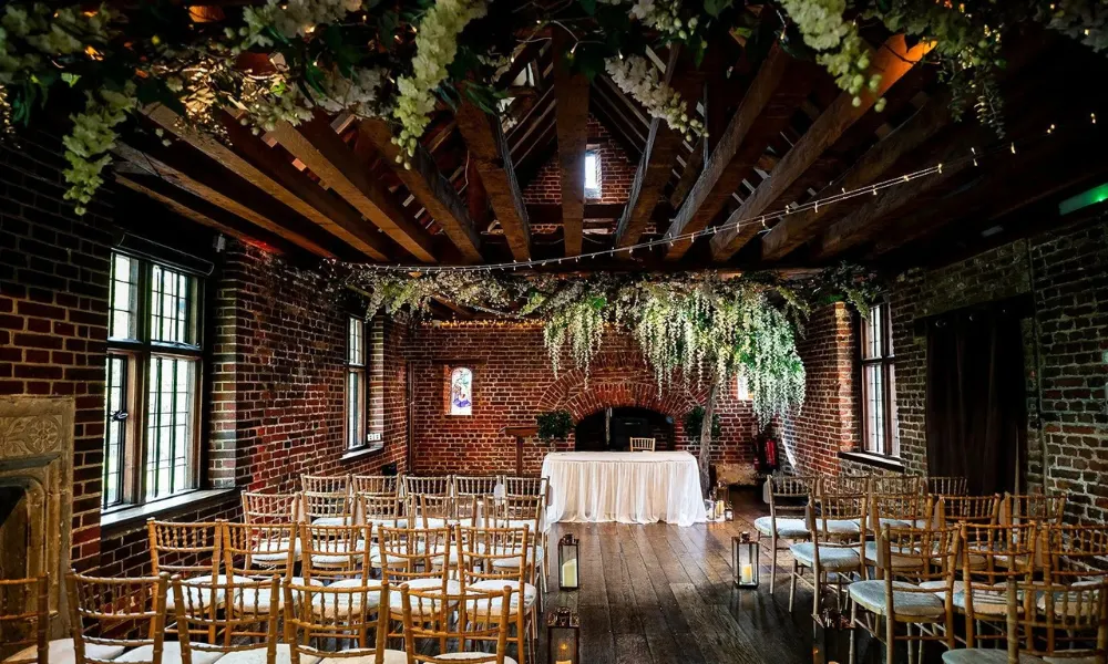 Tudor wedding barn for autumn wedding ceremony
