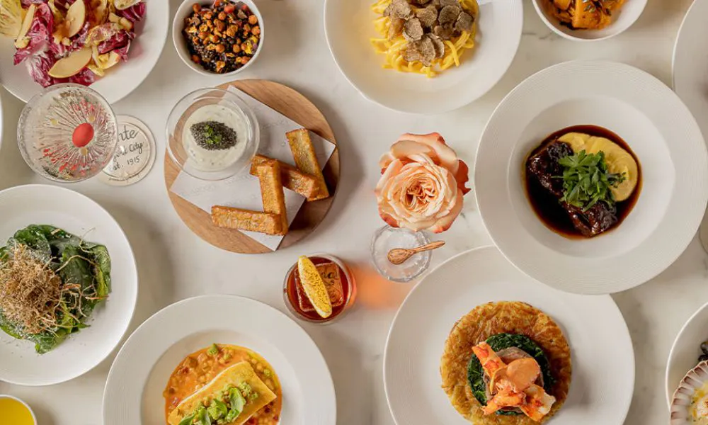Overhead shot of Claridge's dishes