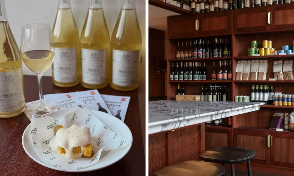 prosecco bottles and plate with dessert