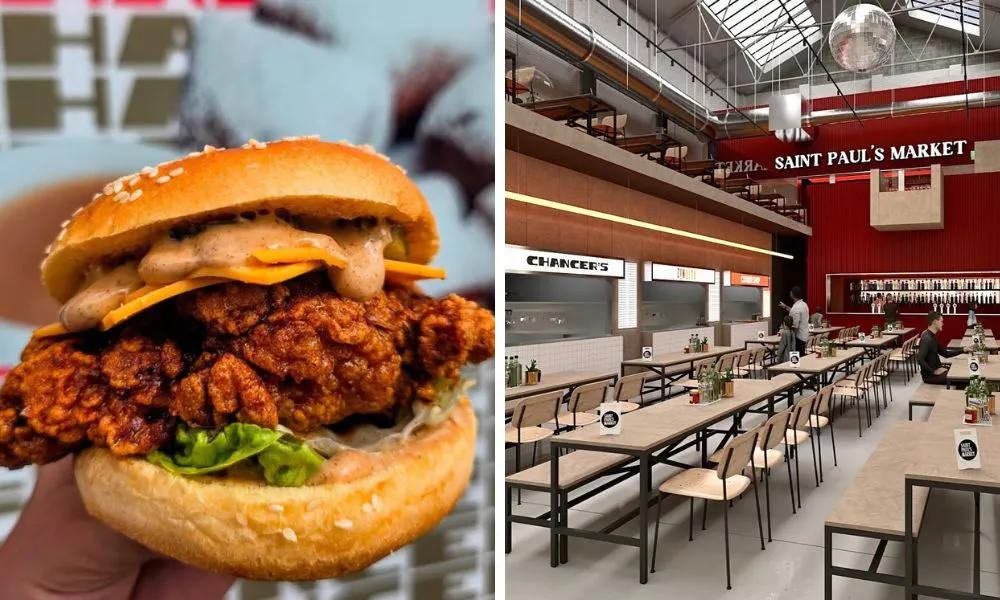 fried chicken burger and food hall