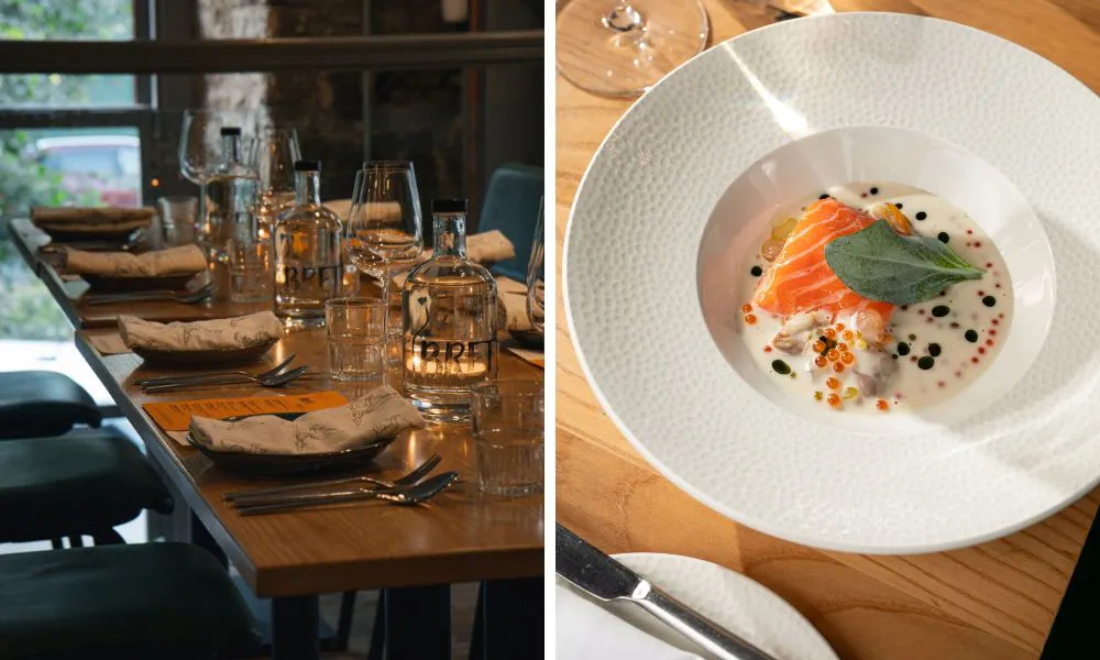 private banquet table and salmon with roe