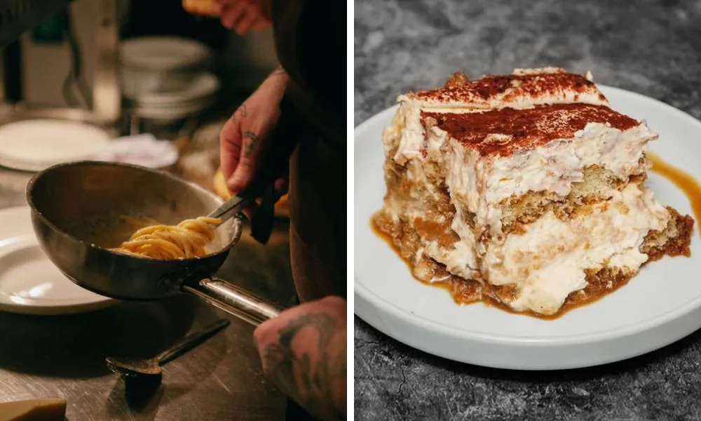 pasta and festive tiramisu