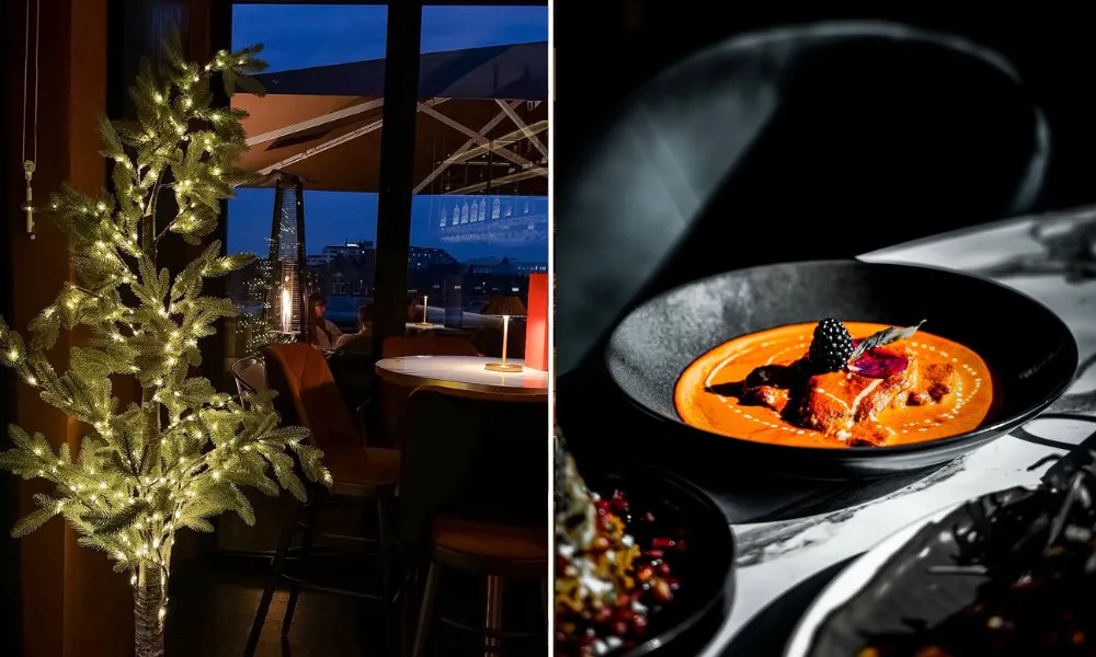 Festive interiors and curry dish