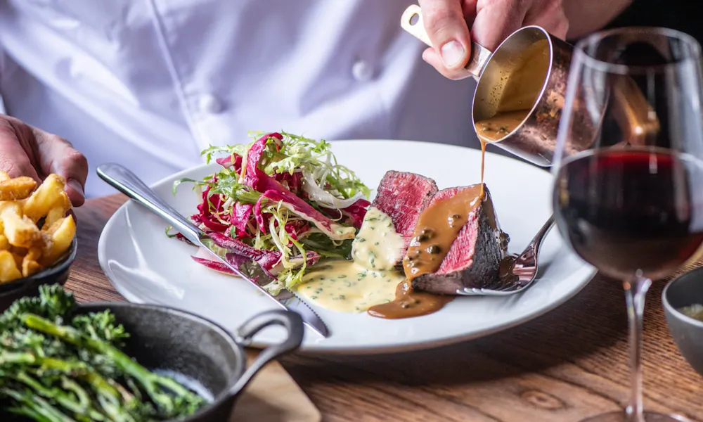 beef in peppercorn sauce at martin's arms