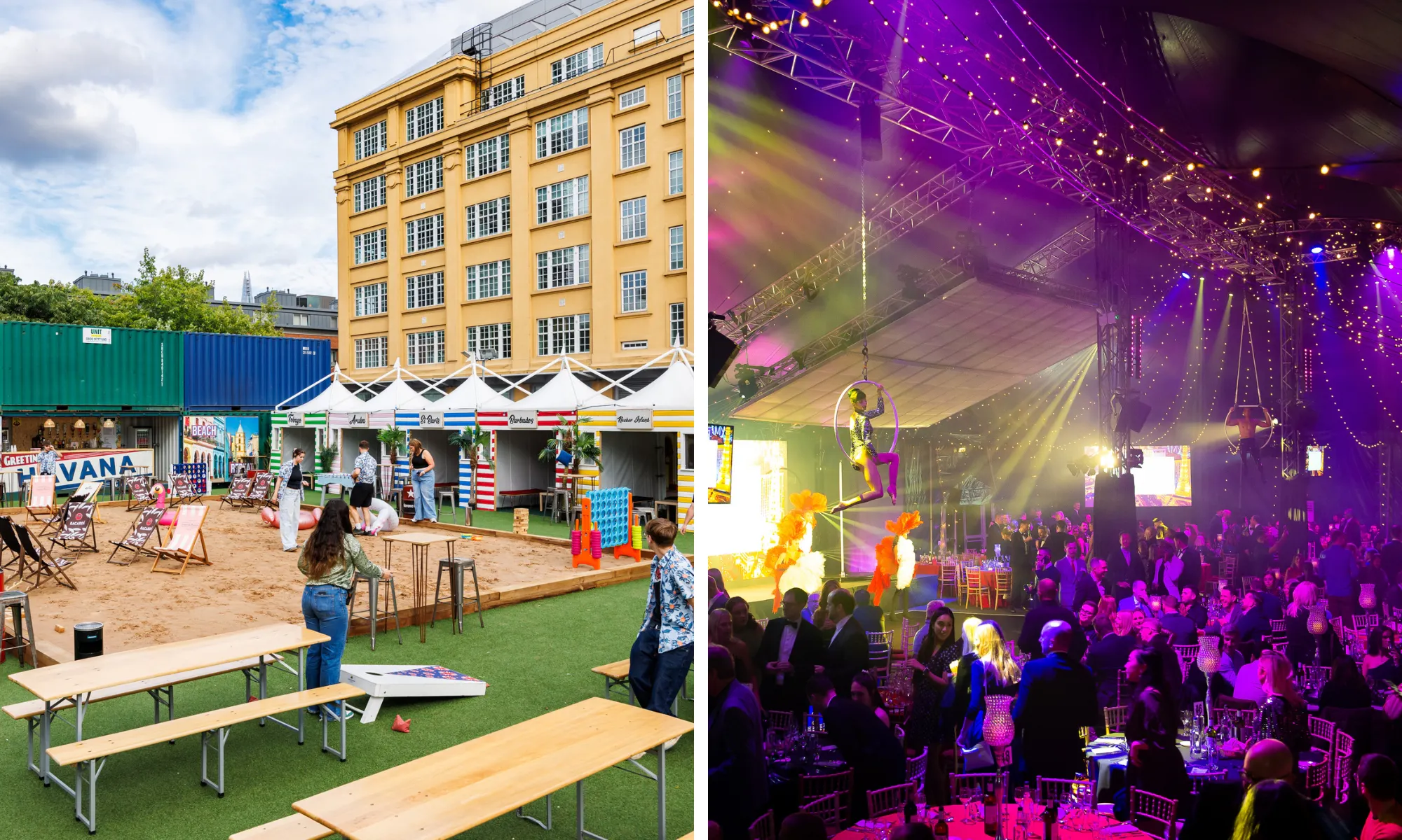 summer party venue with fake beach