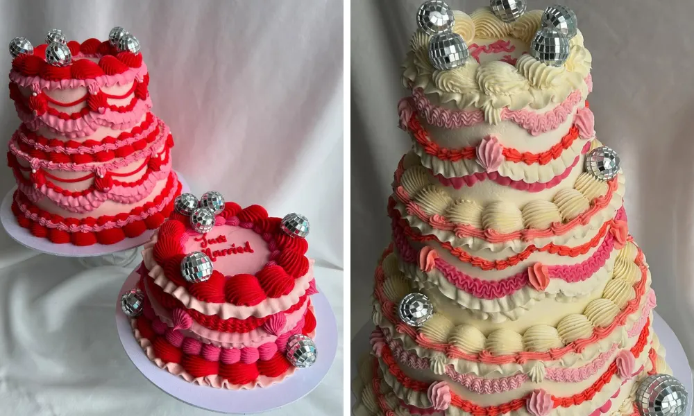 colourful lambeth cakes topped with disco balls
