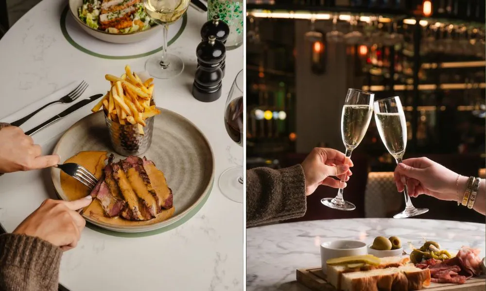 Steak chips and champagne