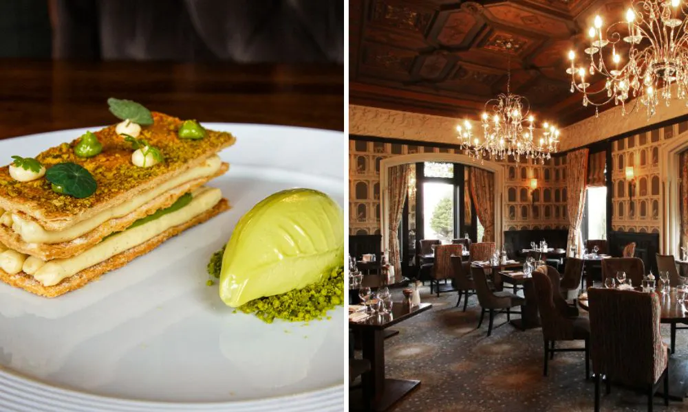 Millfeuille dessert, and dining room