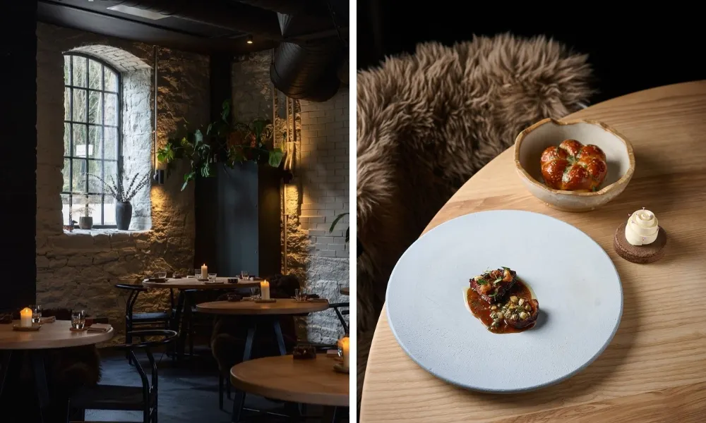 Fine dining restaurant with candlelit tables