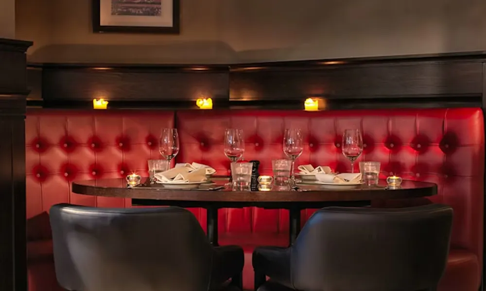 booth table for two at chez mal
